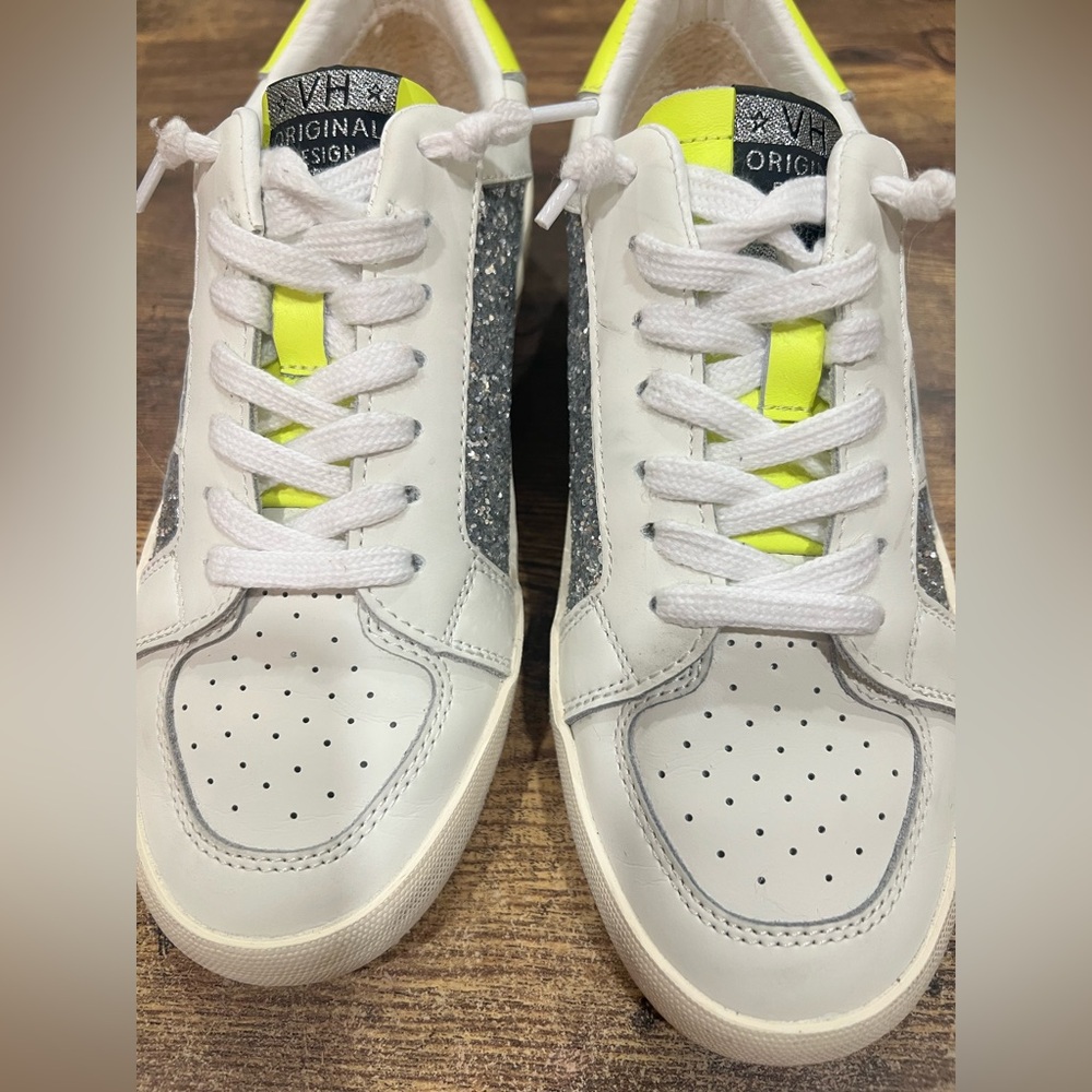 Vintage Havana Georgette yellow and white glitter sneakers, size 8.5 - Picture 3 of 10